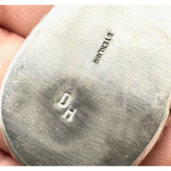 Native American Hallmarked DH Stone Zoelite Sterling Silver Pendant Necklace - Picture 5 of 5